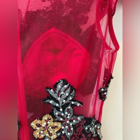 Jovani Burgundy Floral Embroidered Fit and Flare
Contemporary Dress M59787 - Picture 9 of 16